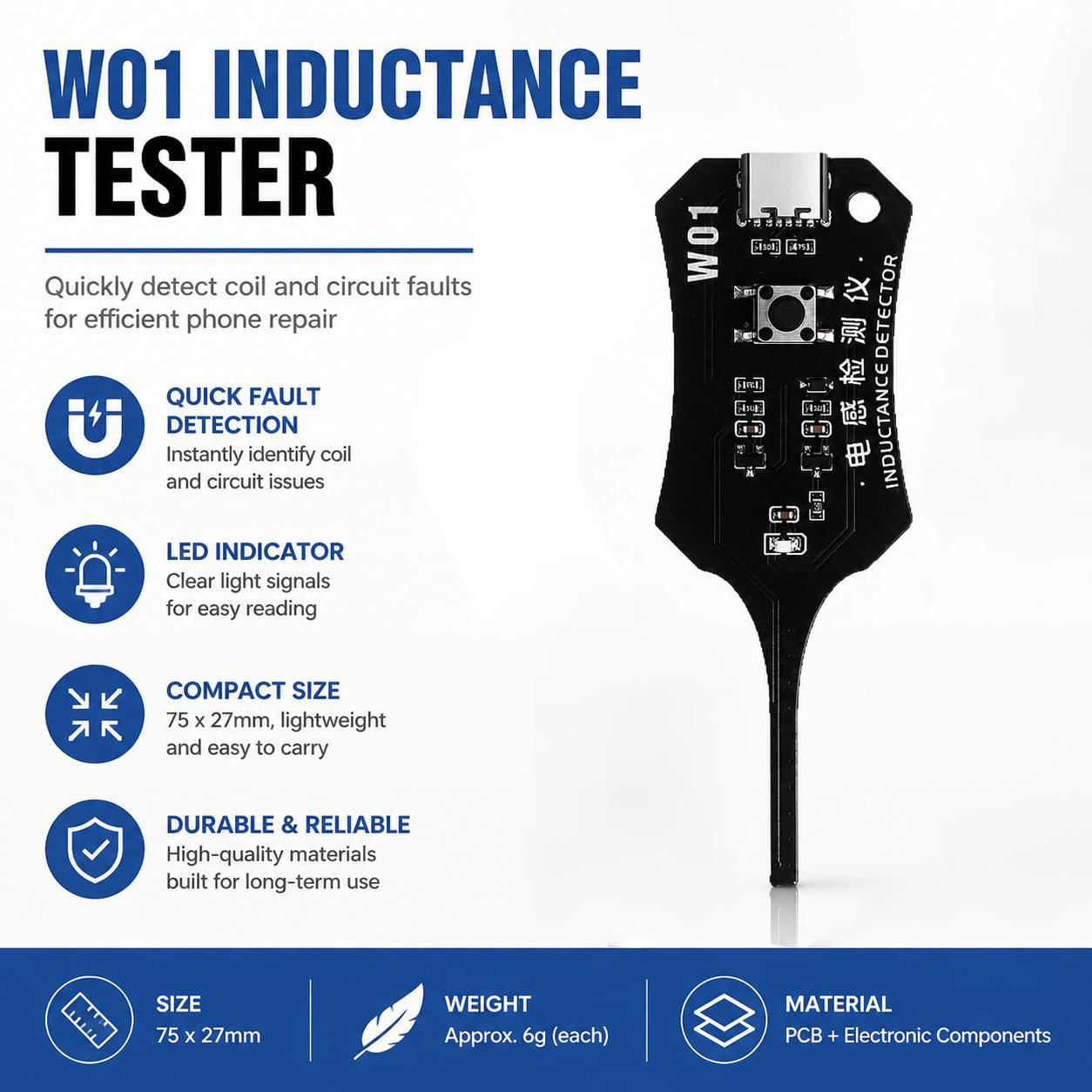 W01 Type C Inductance Tester M - Co Detector Plug review and price